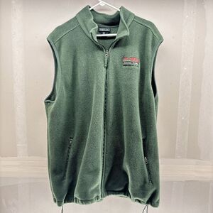 Lands End Full Zip Fleece Vest Sleeveless Jacket with Embroidery Big 2XL 50-52